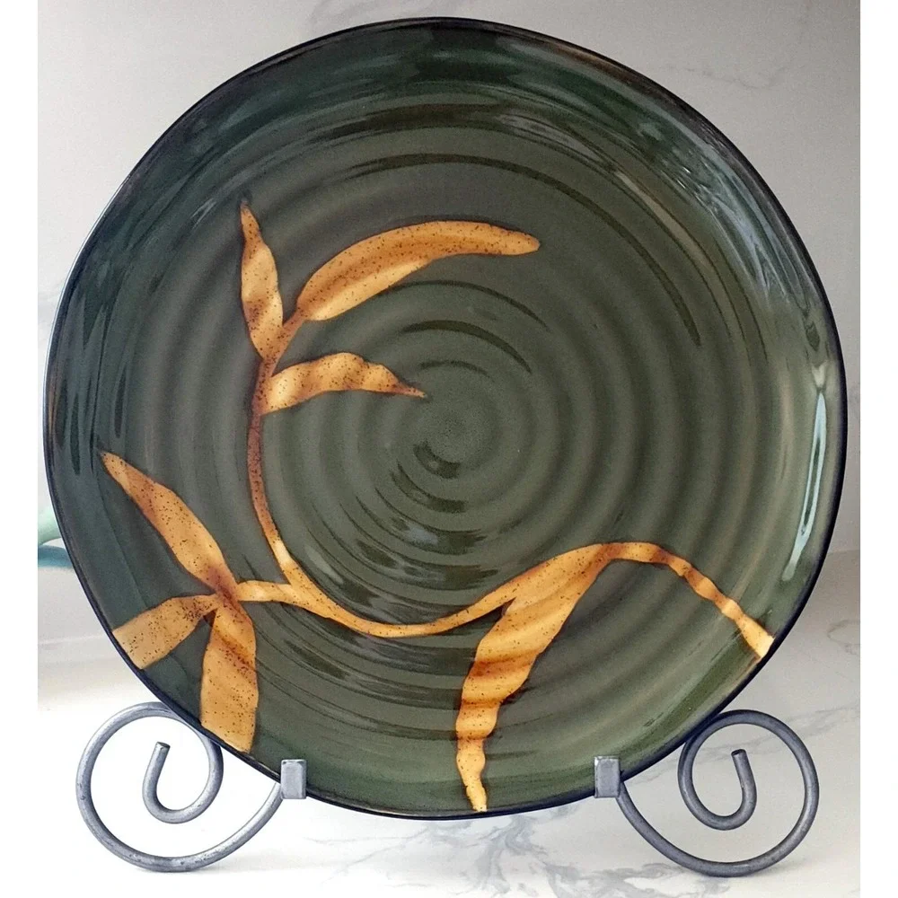 Discontinued Pier 1 Dakara Brown Gold Leaf Serving Platter Charger 13 In 2 Avail